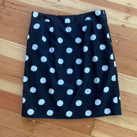 Loft Silk Blend Black White Polka Dot Pencil Skirt 4 - Picture 3 of 4